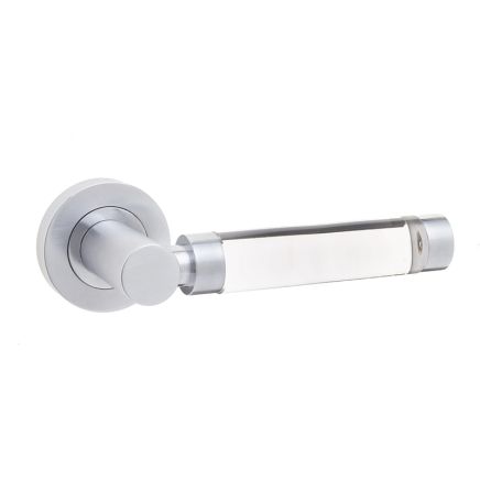 Milo Door Handle on Rose Plain Glass/Satin Chrome - By Frelan Hardware - JH5314SC