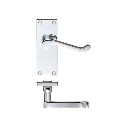 Zoo Hardware Project Victorian scroll lever on latch backplate - 114mm x 40mm - Polished Chrome