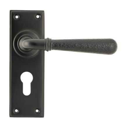 Aged Bronze Hammered Newbury Lever Euro Lock Set