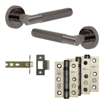 Complete Bari Door Handle Pack - Internal Doors - Black Nickel - 76mm / 3-inch Hinges - JE-D3B-BN