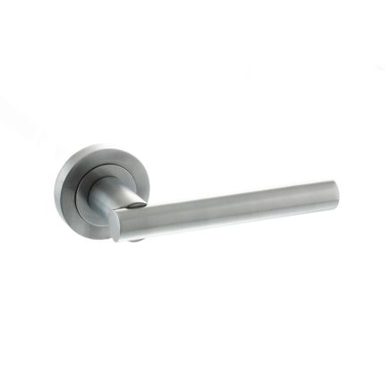 STATUS Nebraska Lever Door Handle on Round Rose - Satin Chrome