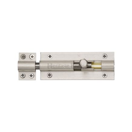 Heritage Brass Door Bolt Straight 4" x 1.5" Satin Nickel Finish