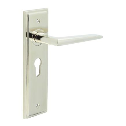 Mayfair Door Handle Euro Backplate Polished Nickel - By Frelan Hardware - BUR10KIT167