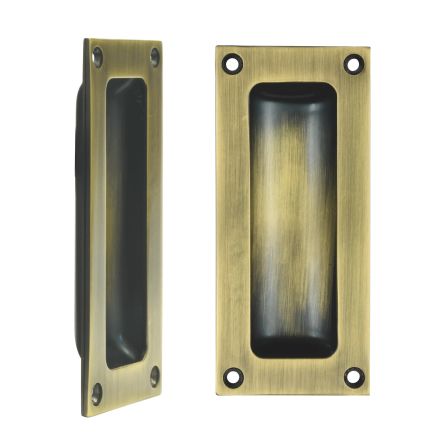 Zoo Hardware Flush Pull - 102 x 45mm 13mm Depth - Antique Brass