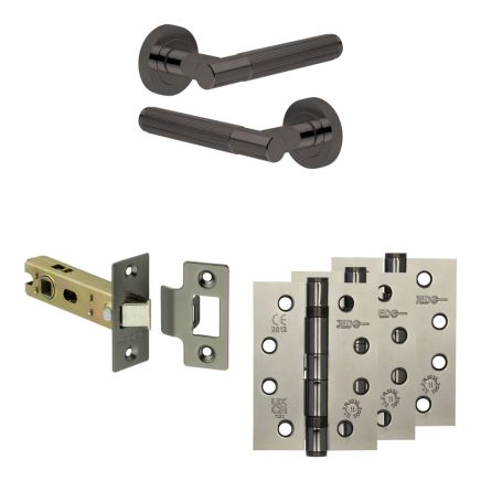 Complete Venice Door Handle Pack - Internal Doors - Black Nickel - 76mm / 4-inch Hinges - JE-F3A-BN