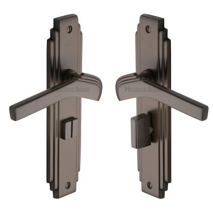Heritage Brass Door Handle Bathroom Set Tiffany Design Matt Bronze Finish