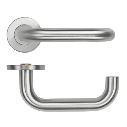 Zoo Hardware 19mm Tubular Return to Door Lever on Round Rose 53mm x 6mm Push-on Rose - BS EN 1906 Grade 3 - Grade 201 - SS
