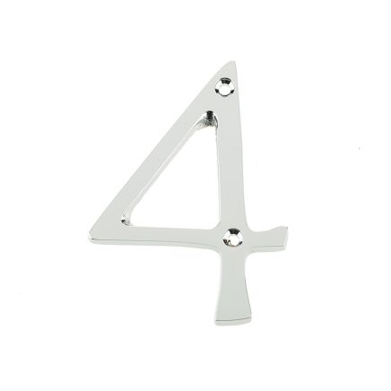 Jedo 75mm Screw Fix Numerals Polished Chrome No. 4 - By Frelan Hardware - JNPC-4
