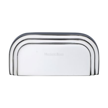 Heritage Brass Drawer Pull Bauhaus Design 76mm CTC Polished Chrome Finish