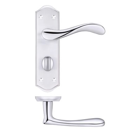 Zoo Hardware Project Asti lever on bathroom backplate - Satin