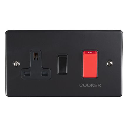 Eurolite Enhance Decorative 45Amp Switch with a socket Matt Black