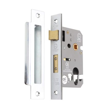 2.5" CE Euro Profile Mortice Sash Lock - Polished Chrome