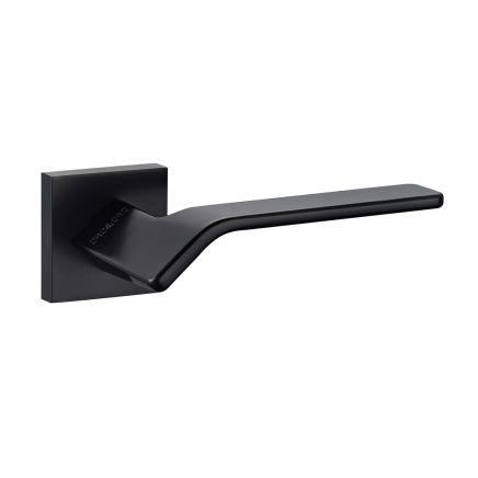 Oro & Oro Frana Lever Door Handle on Square Rose - Matt Black (Pair)
