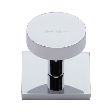 Heritage Brass Cabinet Knob Disc Design with Square Backplate 32mm Polished Chrome finish