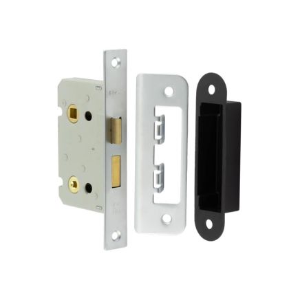 Jedo Kontrax Bathroom locks with Square Forend & Radiused Strike Plate 65mm Satin Nickel - By Frelan Hardware - JL450SN