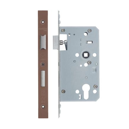 Zoo Hardware Din Euro Sashlock- Backset 60mm - 2 Pc Forend Square - PVDBZ - Single Throw - Bronze