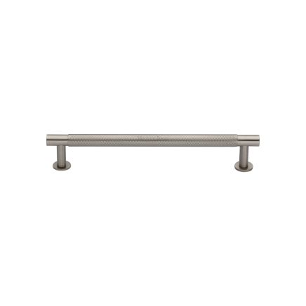 Heritage Brass Cabinet Pull Partial Knurled Design with 16mm Rose 128mm CTC Satin Nickel finish