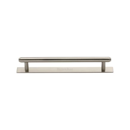 Heritage Brass Cabinet Pull Step Design with Plate 128mm CTC Satin Nickel Finish