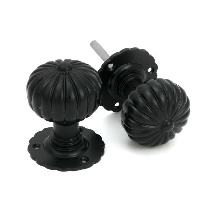 Black Flower Mortice Knob Set