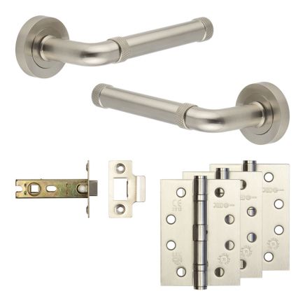 Complete Midtown Door Handle Pack - Internal Doors - Satin Nickel - 76mm / 4-inch Hinges - JE-G3A-SN