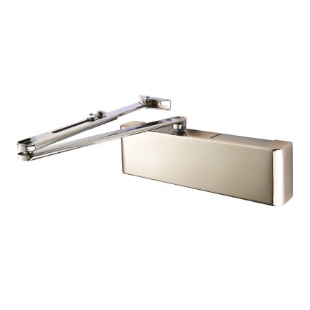 Full Cover Overhead Door Closer Variable Power 2-5 Plate - Polished Nickel Plated