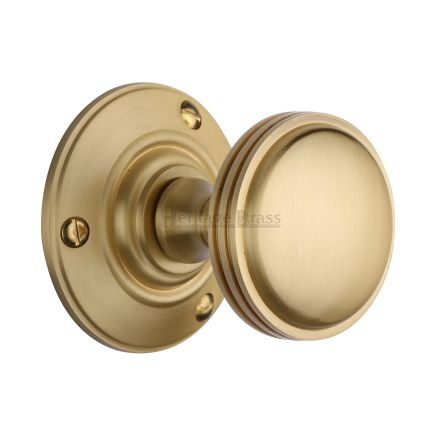Heritage Brass Mortice Knob on Rose Richmond Design Satin Brass finish