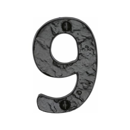 The Tudor Numeral 9 - 3" Black Iron