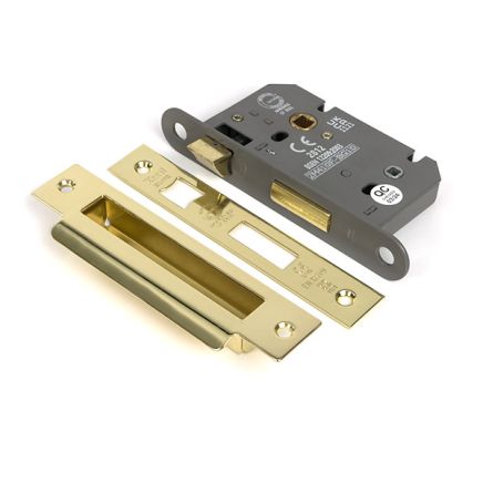 Polished Brass 2½" Heavy Duty Bathroom Mortice Lock