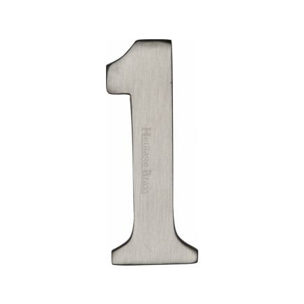 Heritage Brass Numeral 1 Self Adhesive 51mm (2") Satin Nickel finish