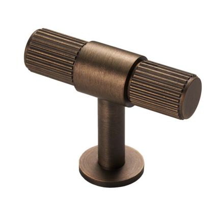 Lines T-Bar Knob - Antique Brass