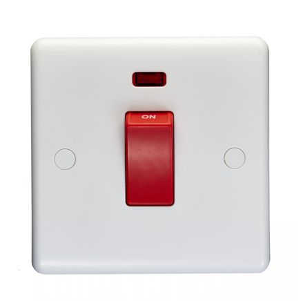 Eurolite Enhance White Plastic 45Amp Switch with Neon Indicator White