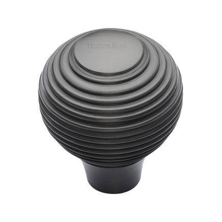 Heritage Brass Cabinet Knob Reeded Design 38mm Matt Bronze finish