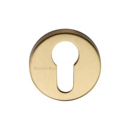 Heritage Brass Euro Profile Cylinder Escutcheon Satin Brass Finish