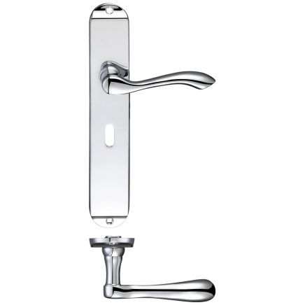 Zoo Hardware Arundel Lever Lock (57mm c/c) Furniture - Long Plate - Chrome