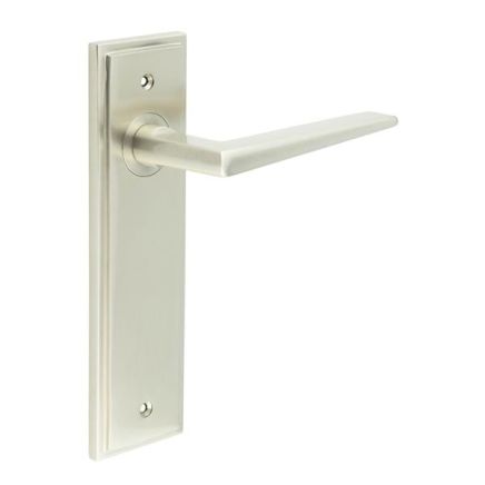 Mayfair Door Handle Latch Backplate Satin Nickel - By Frelan Hardware - BUR10KIT320