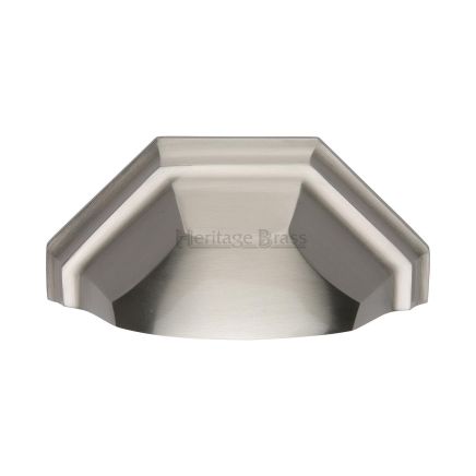 Heritage Brass Drawer Pull Deco Design 89mm CTC Satin Nickel Finish