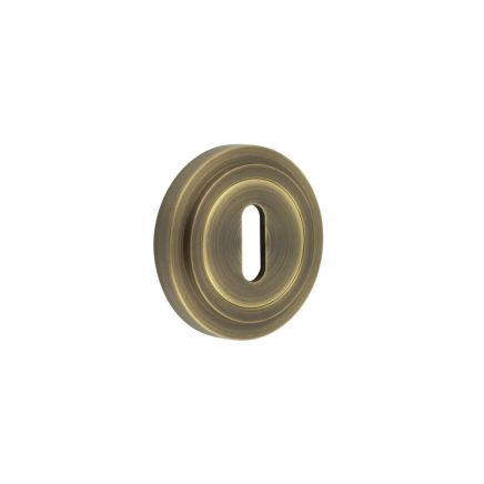 Burlington Standard Keyway Escutcheons Stepped Rose Antique Brass - By Frelan Hardware - BUR-60AB-73AB
