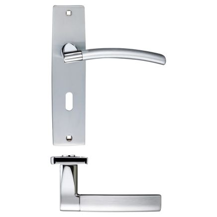 Zoo Hardware Amalfi lever on lock backplate - Satin Chrome / Polished Chrome