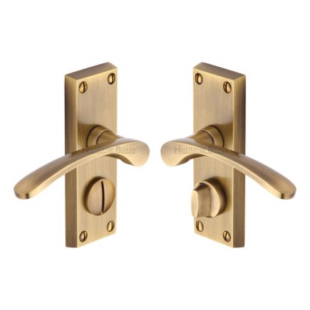 Heritage Brass Door Handle for Privacy Set Sophia Short Design Antique Brass finish