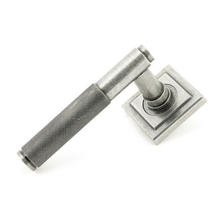 Pewter Brompton Lever on Rose Set (Square Rose)