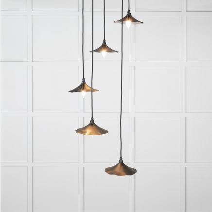 Smooth Nickel Flora Cluster Pendant in Elan Black