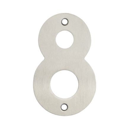 100mm Numerals SSS Finish 100mm Satin Stainless Steel No. 8 - By Frelan Hardware - JSS-8