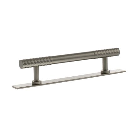 Millhouse Brass Chrysler Diamond T-Bar Cabinet Pull Handle on Backplate 128mm - Satin Nickel