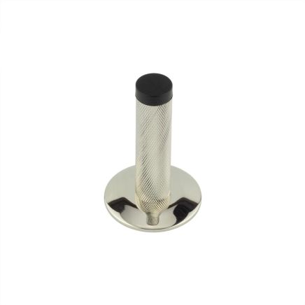 Burlington Knurled Wall Mounted Doorstops Chamfered Rose Polished Nickel - By Frelan Hardware - BUR-968PN-972PN
