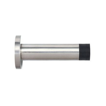 Zoo Hardware Door stop - cylinder - 70mm projection with rose - Satin Stainless