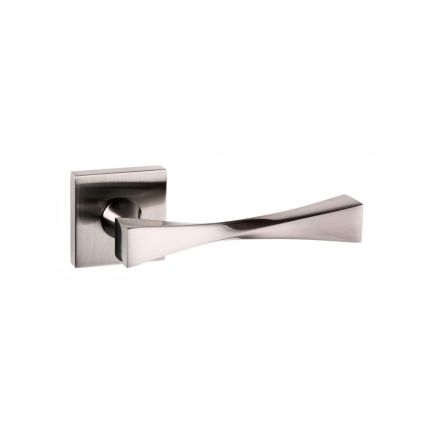 Senza Pari Guido Lever Door Handle on Flush Square Rose - Satin Nickel (Pair)