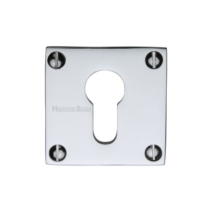 Heritage Brass Euro Profile Cylinder Escutcheon Polished Chrome finish