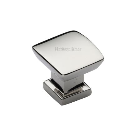 Heritage Brass Cabinet Knob Plinth Design with base 25mm Polished Nickel finish