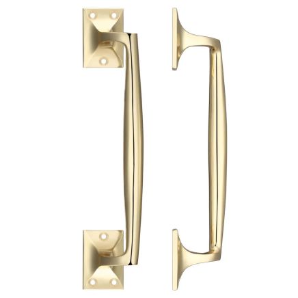 Zoo Hardware Pull Handle on Square Rose - Polished Brass