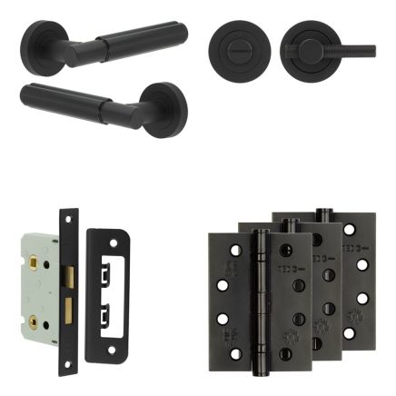 Complete Bloom Door Handle Pack - Bathroom - Black - By Frelan Hardware - JE-B5A1-MB